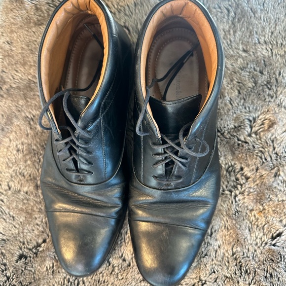 Johnston & Murphy Black Leather Cap Toe Lace Up Italian Designer Boots, Size 9.5 main image 4